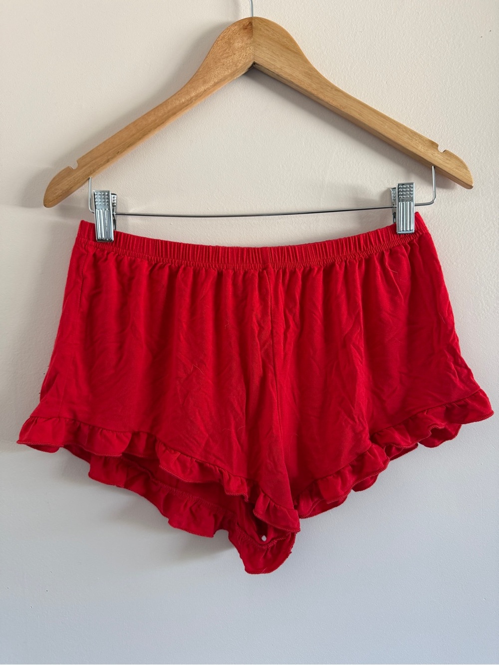 Red Ruffled Sleep Shorts - Picture 1 of 4